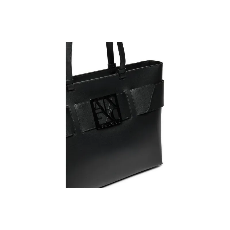 ARMANI EXCHANGEAE Polyurethane Tote Bag, Shopping Bag, Shoulder Bag, Handbag Women's Black-3