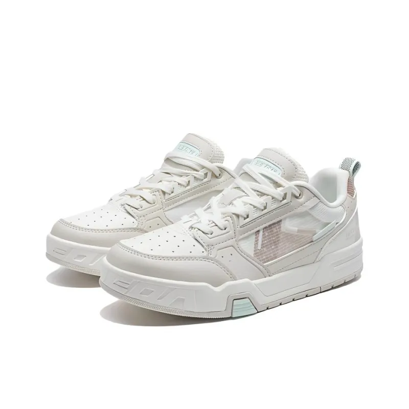 XTEP Sky Ridge 4.0 Slip Resistant Low Top Skateboard Shoes Women's White Beige-1