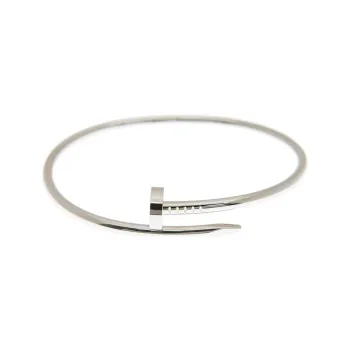 CARTIER 18K White Gold Bangles Unisex Silver