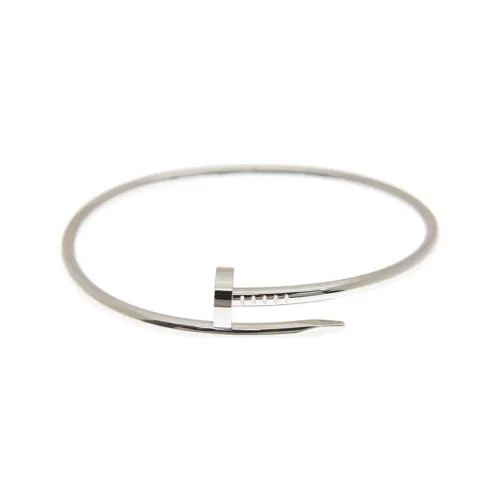 CARTIER 18K White Gold Bangles Unisex Silver