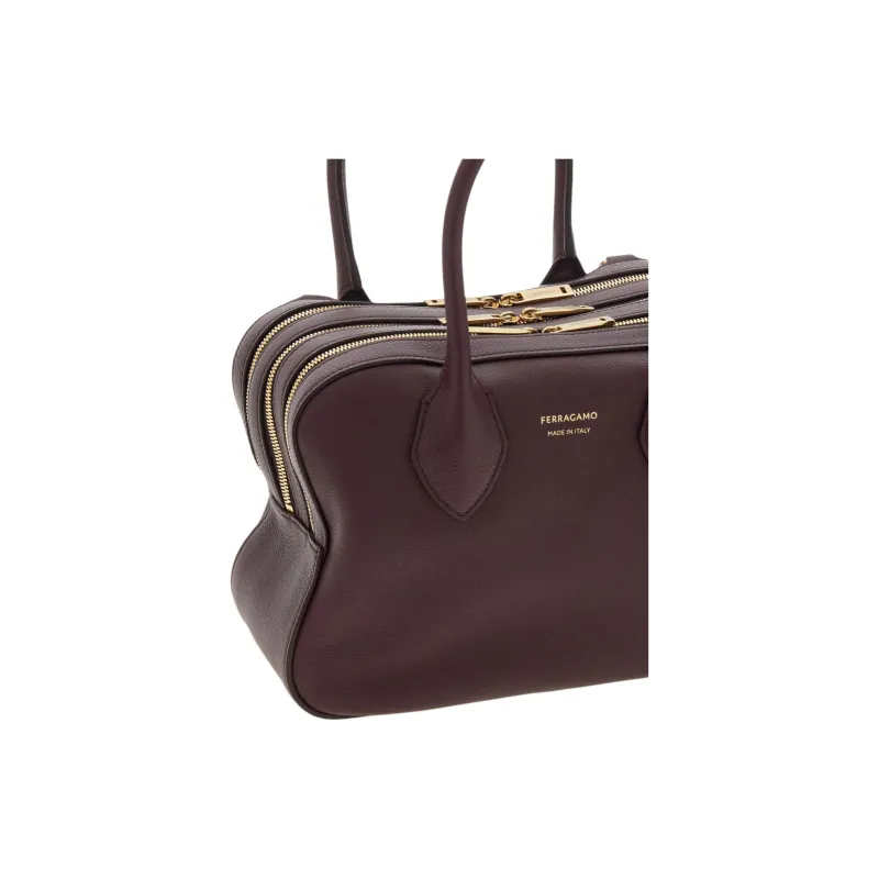 FERRAGAMO Calfskin One Shoulder Handbag Medium Size Women's Ox Blood Red-4