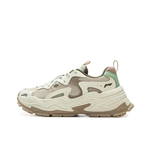 LiNing Starlight Cushioning, Slip Resistant, And Breathable Low Top Casual Shoes Women's Beige Brown