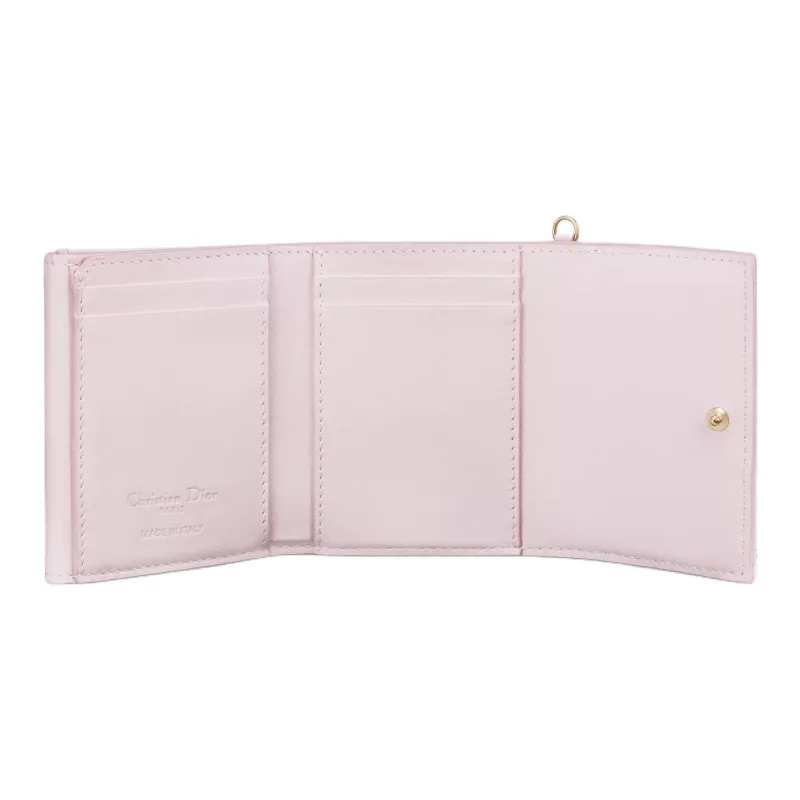 DIOR Dioramour DiorLady Dior Lambskin Wallet Women's Light Pink-4