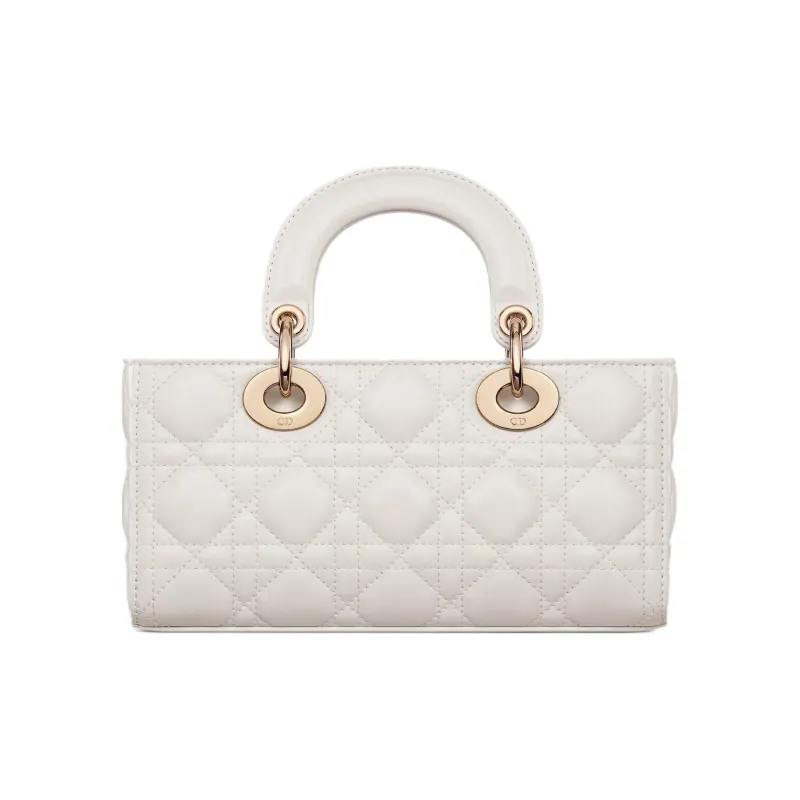 DIOR Lady D Joy Lambskin Shoulder Bag, Crossbody Bag, Handbag Trumpets Women's Pearl White-4