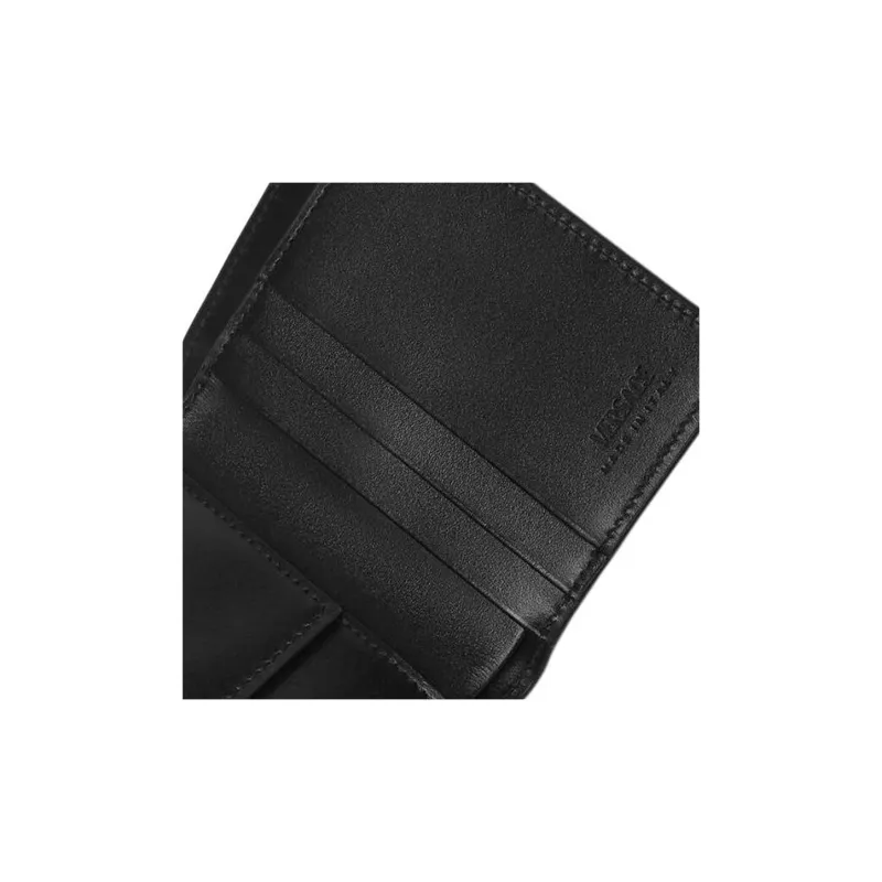 FANSIZHE Cow Leather Card Holder Men's Black & Silver-3