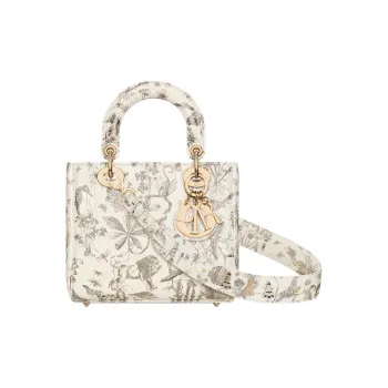 DIOR Lady Dior Calfskin Tote Bag, Shopping Bag, Shoulder Bag, Handbag Trumpets Women's Ecru