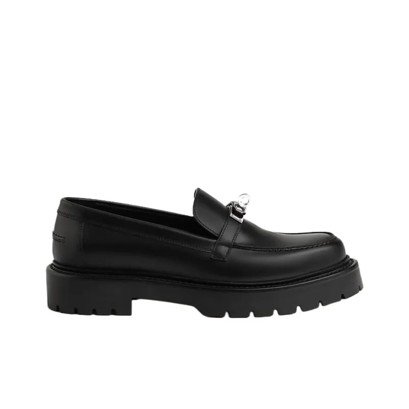 HERMES Icone Loafers 3cm Women's Black-1