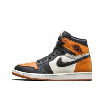 Jordan Air Jordan 1 Anti-Slip Wear-Resistant High-Top Vintage Basketball Shoes Unisex White Black Orange