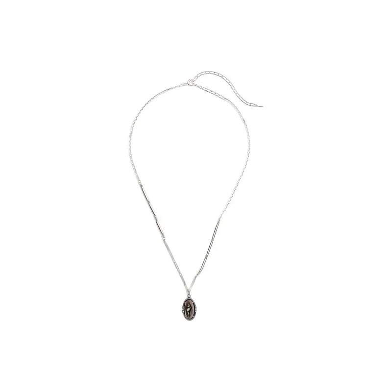 Agete Silver, Shell, Freshwater Pearl, Diamond, Labradorite Necklaces Women's Silver-1