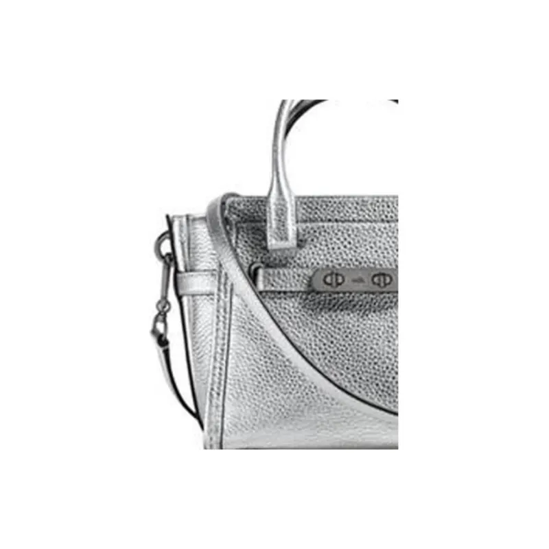 COACH Swagger Leather Crossbody Bag Shoulder Bag Crossbody Bag Handbag Small Size Women's Silver Gray-3