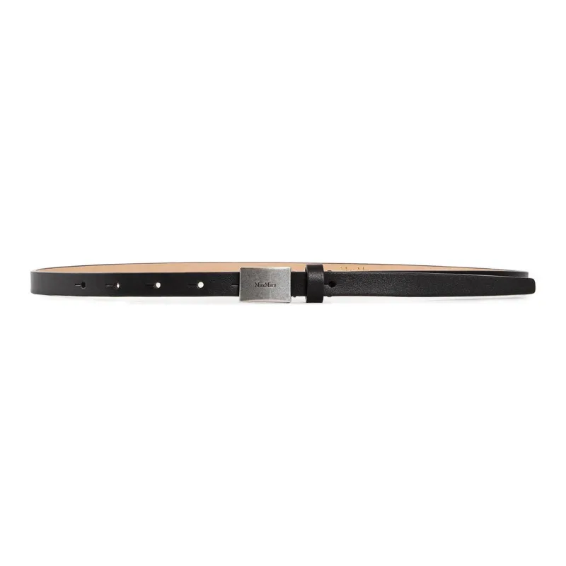MaxMara Calfskin Cow Leather Leather Belts Women's Black 1.5CM-0