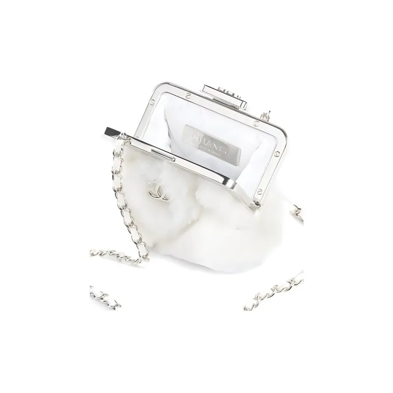 CHANEL Shearling Sheepskin Mini Bag One Shoulder Crossbody Clutch Mini Women's White-3