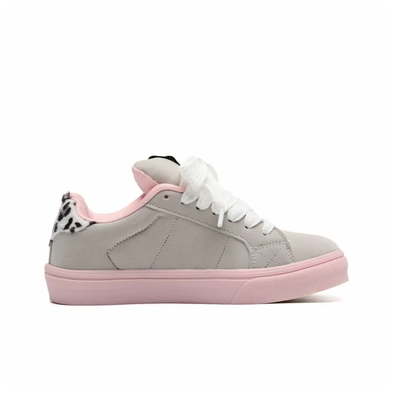 KAAVER OTTO Anti Slip And Wear Resistant Lightweight Balance Low Top Skateboard Shoes Women's Gray Pink-3