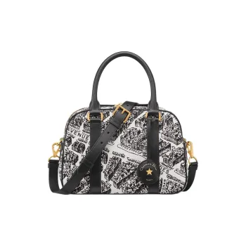 DIOR Vibe Fabric Bowling Bag Shoulder Bag Crossbody Bag Handbag Medium Size Women's Black