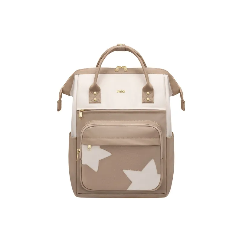 V.NINE Fabric Backpack Laptop Bag Backpack Regular Women's Khaki/Black-2