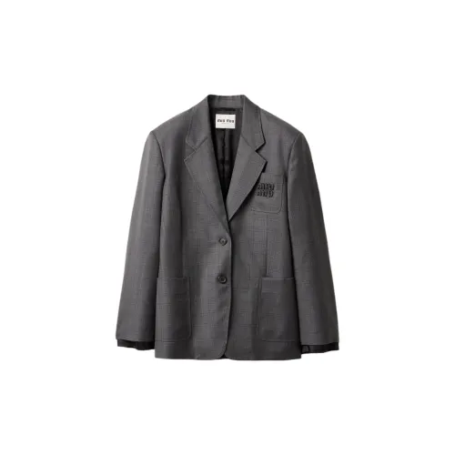 MIU MIU FW24 Business Suits Coats Women's Slate Gray