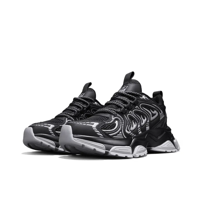 NFL Wear Resistant Breathable Lightweight Height Increasing Slip Resistant Low Top Casual Shoes Men's Black-2