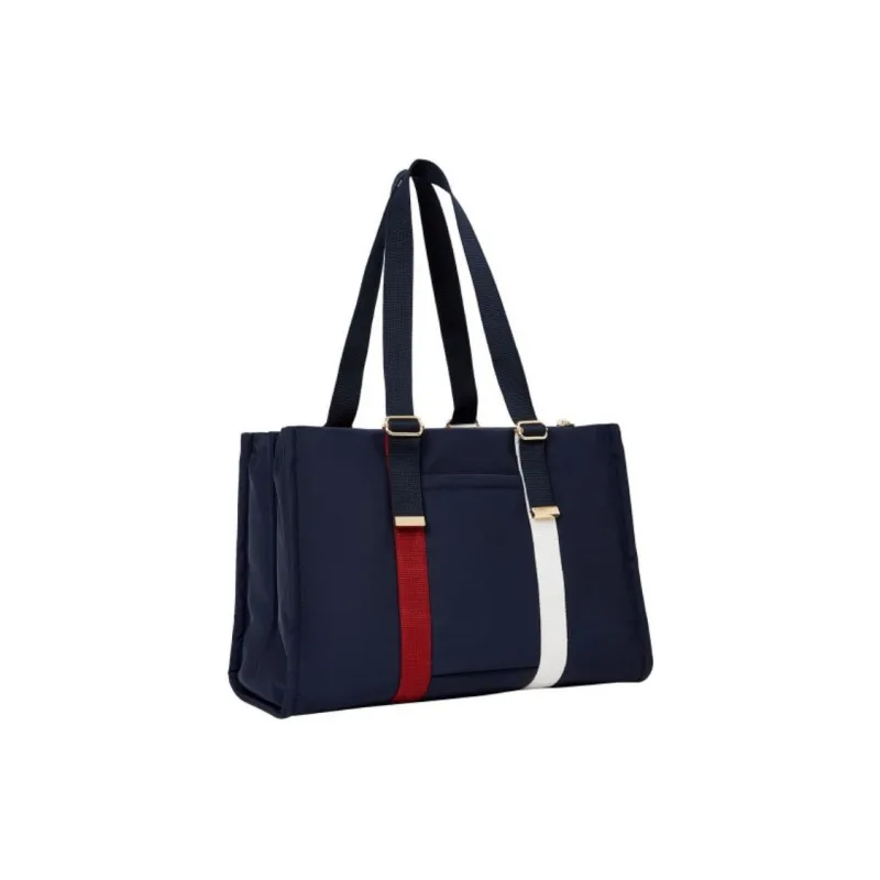 Tommy Hilfiger Polyester Tote Bag Shopping Bag Handbag Shoulder Bag Small Size Women's Marine Blue-1