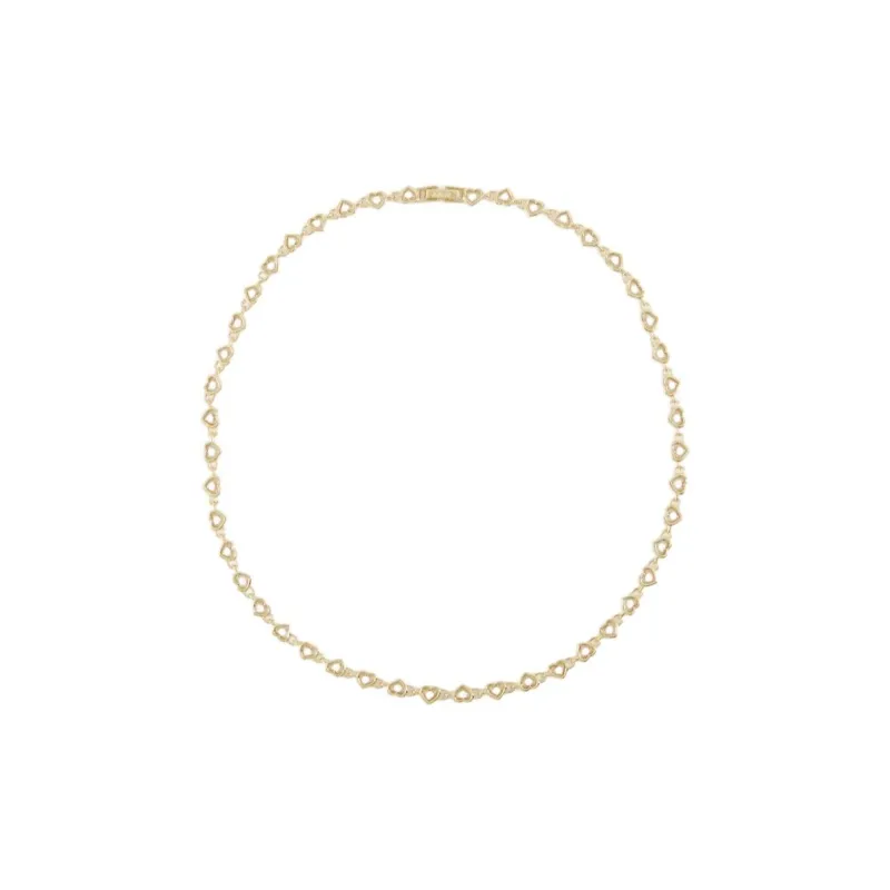 Numbering Round Brilliant Logo-Engraved Heart-Chained Necklace-0