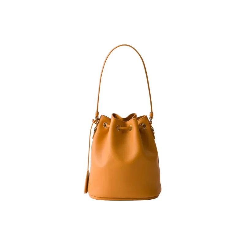 PRADA Leather Bucket Bag, Shoulder Bag, Crossbody Bag, Handbag Mini Women's Amber-3