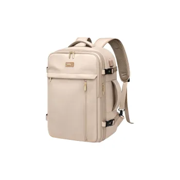 V.NINE Fabric Laptop Bag Backpack Unisex Obsidian Black/Apricot
