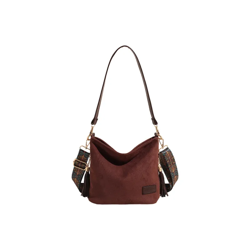 Yalu Suede Shoulder Bag Handbag Crossbody Bag Regular Women's Khaki/Brown/Black/Coffee-18