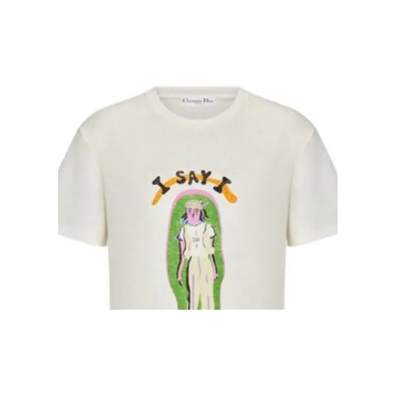DIOR Drop Shoulder Sleeve T Shirt Women's Ecru-2