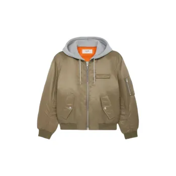 CELINE Hooded Bomber Jacket In Nylon Twill