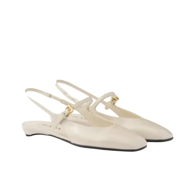 PRADA Patent Casual Single Shoes Women's White-2