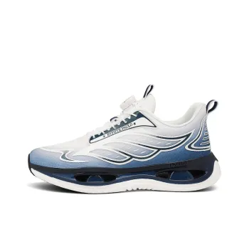 Lin Feng Cushioning, Slip Resistant, And Abrasion Resistant Low Top Casual Running Shoes Unisex White Sky Blue