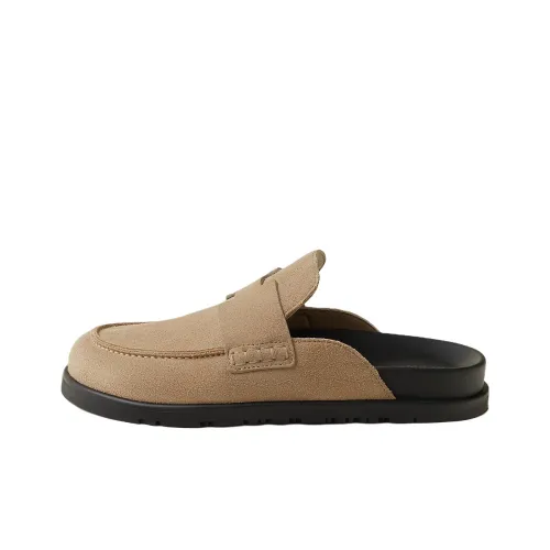 HERMES Go Closed Toe Slippers Men's Beige Yellow