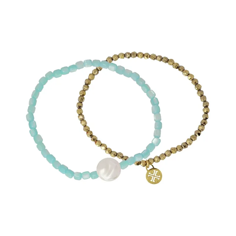 ANARTXY Medical Steel Beads Glass Beads Pearl Surgical Steel Bracelets Women's Multicolor-3