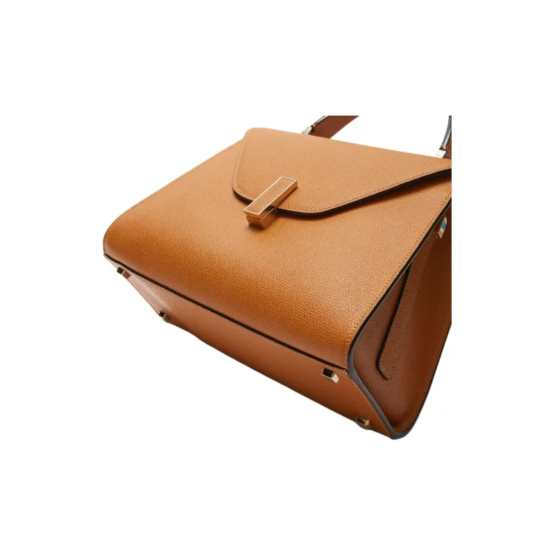 Valextra Iside Cow Leather Handbag Medium Size Women's Brown-3