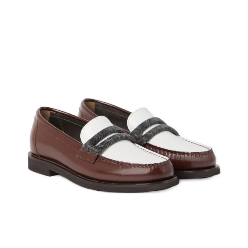 Brunello Cucinelli Precious Clamp Minimal Penny Loafers Women's-2