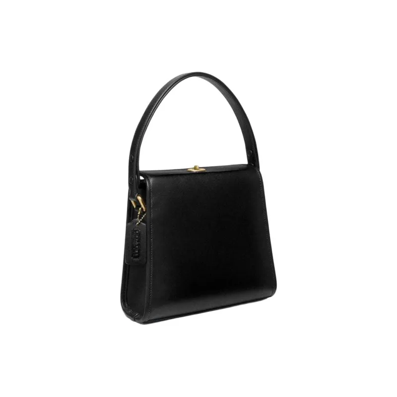 COACH Turnlock Glove Tanning Box Bag, Handbag, Crossbody Bag, Shoulder Bag Women's Black-1