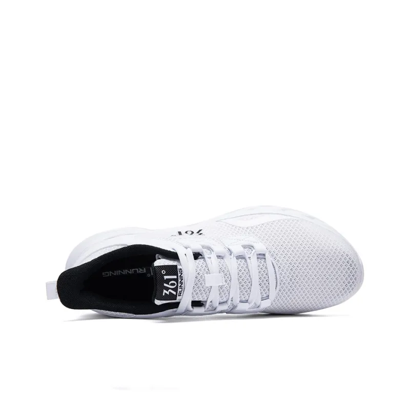 361° Cushioning Wear Resistant Low Top Running Shoes Men's White Obsidian Black-4