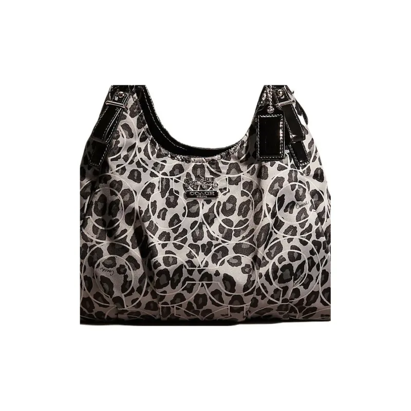 COACH Madison Polyester Shoulder Bag Handbag Crossbody Bag Shoulder Bag Large Size Women's Black White-2