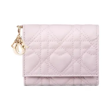 DIOR Dioramour DiorLady Dior Lambskin Wallet Women's Light Pink