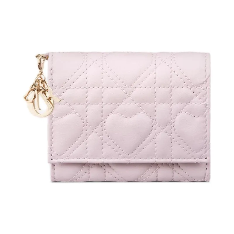 DIOR Dioramour DiorLady Dior Lambskin Wallet Women's Light Pink-0