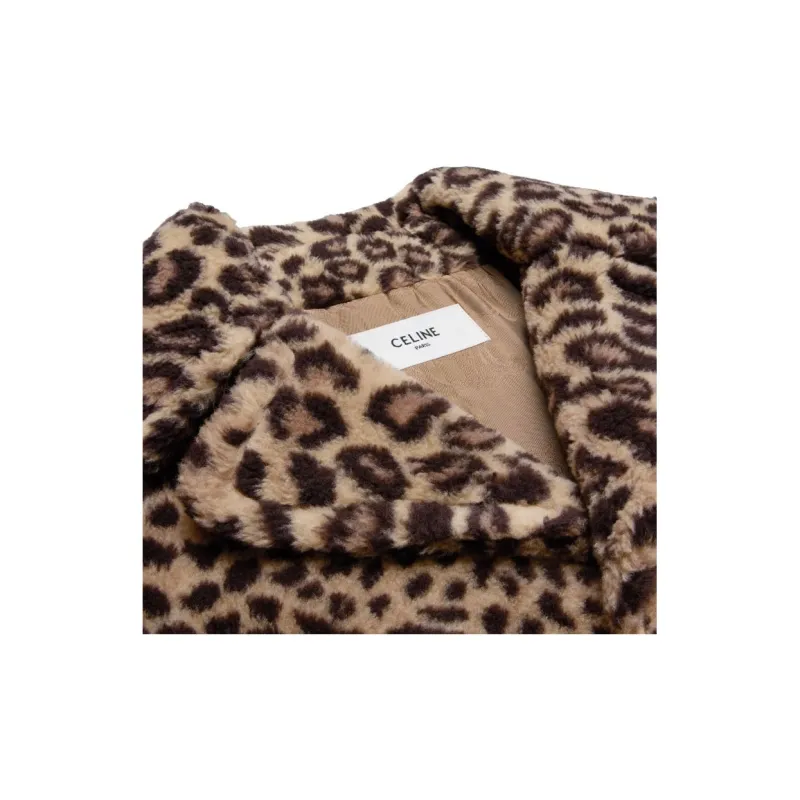 CELINE Egg shaped Peacoat In Fur effect Wool-2