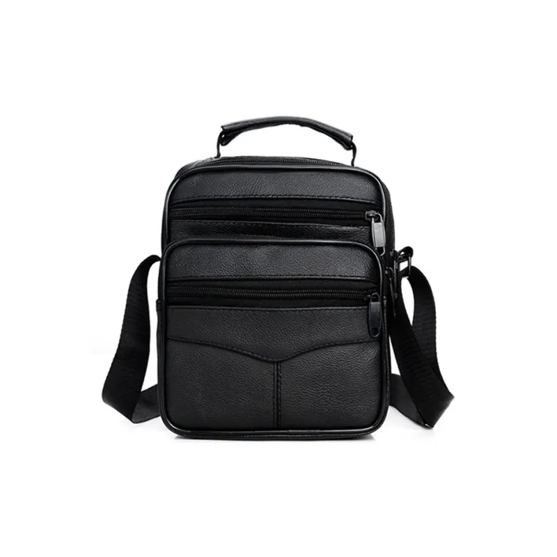 GEERDUN Cow Leather One Shoulder Handbag Unisex Black-6