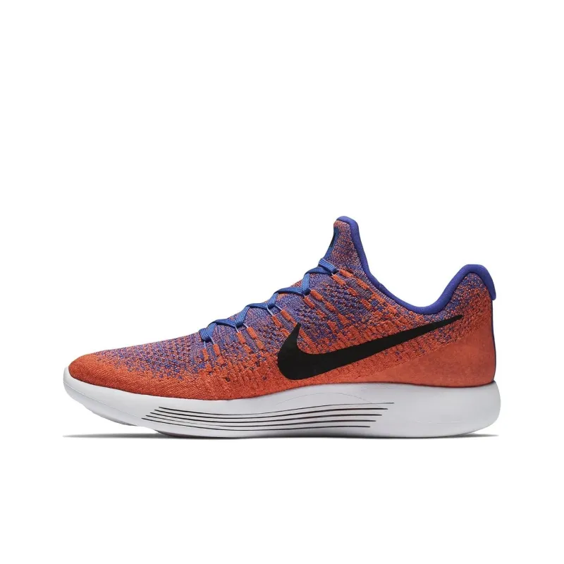 Nike LunarEpic Flyknit 2 Anti Slip Wear Resistant Low Top Casual Running Shoes Men's Orange Blue-1