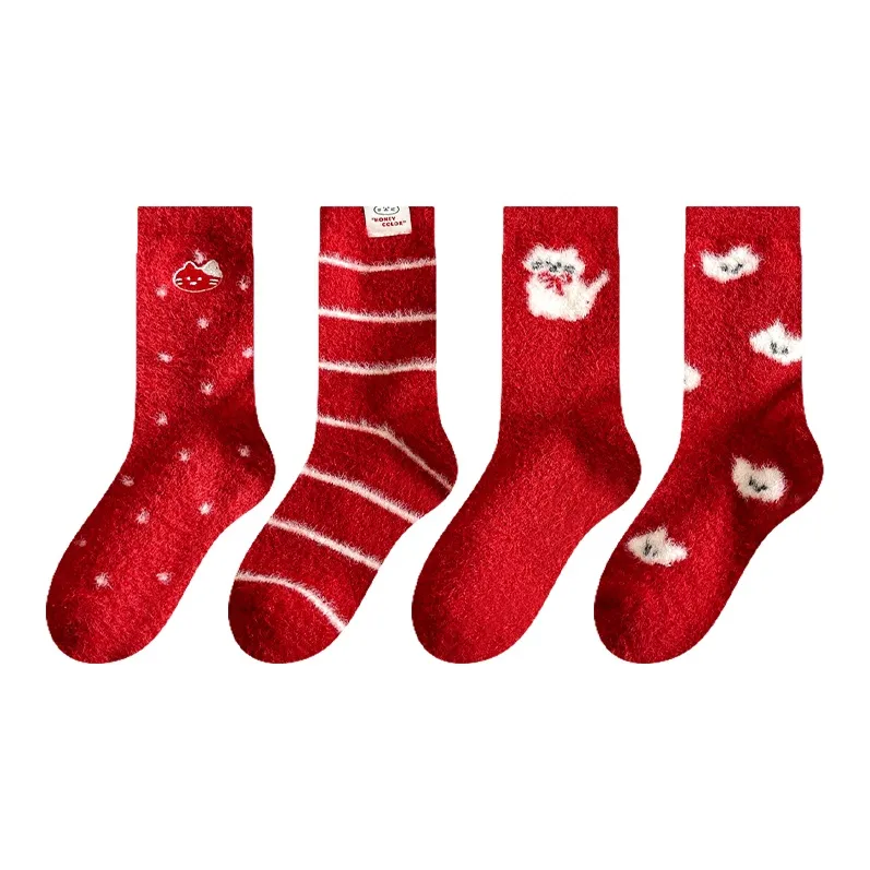 Montagut Mid Calf Socks Women's 4 Pack Red-7
