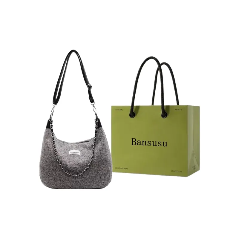 Bansusu Plush Portable Crossbody Bag, Shoulder Bag Regular Small Size Women's Black/Gray Leopard Print-10