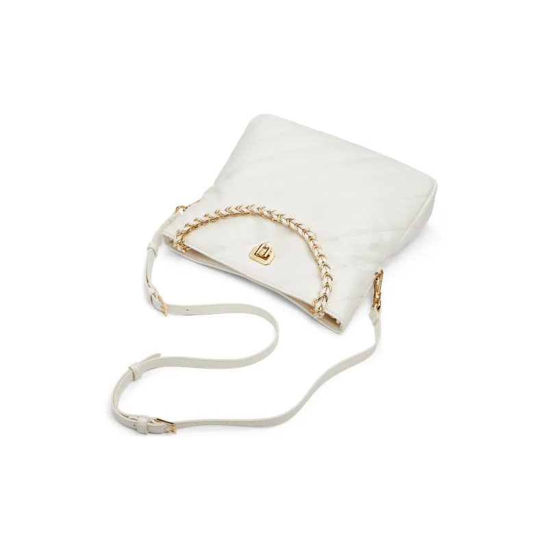 CHARLES&KEITH PU Shoulder Bag Medium Size Women's Black/Cream Milk White-6