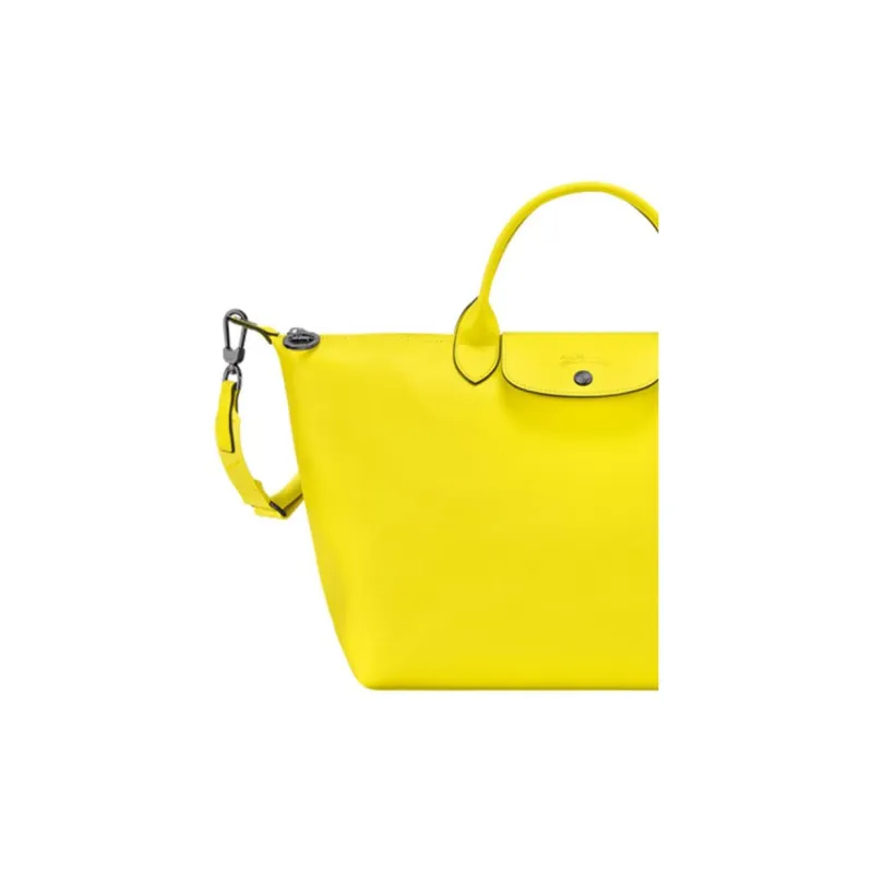 LONGCHAMP Le Pliage Cow Leather Shoulder Bag Crossbody Bag Handbag Large Size Women's Lemon Yellow-2