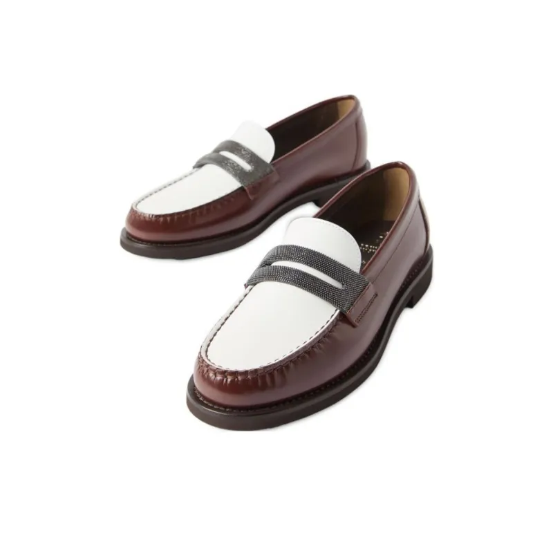Brunello Cucinelli Precious Clamp Minimal Penny Loafers Women's-3