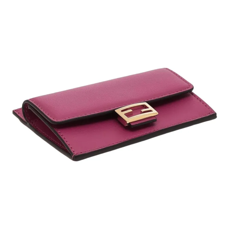 FENDI Leather Card Holder Women's Rose Red-4