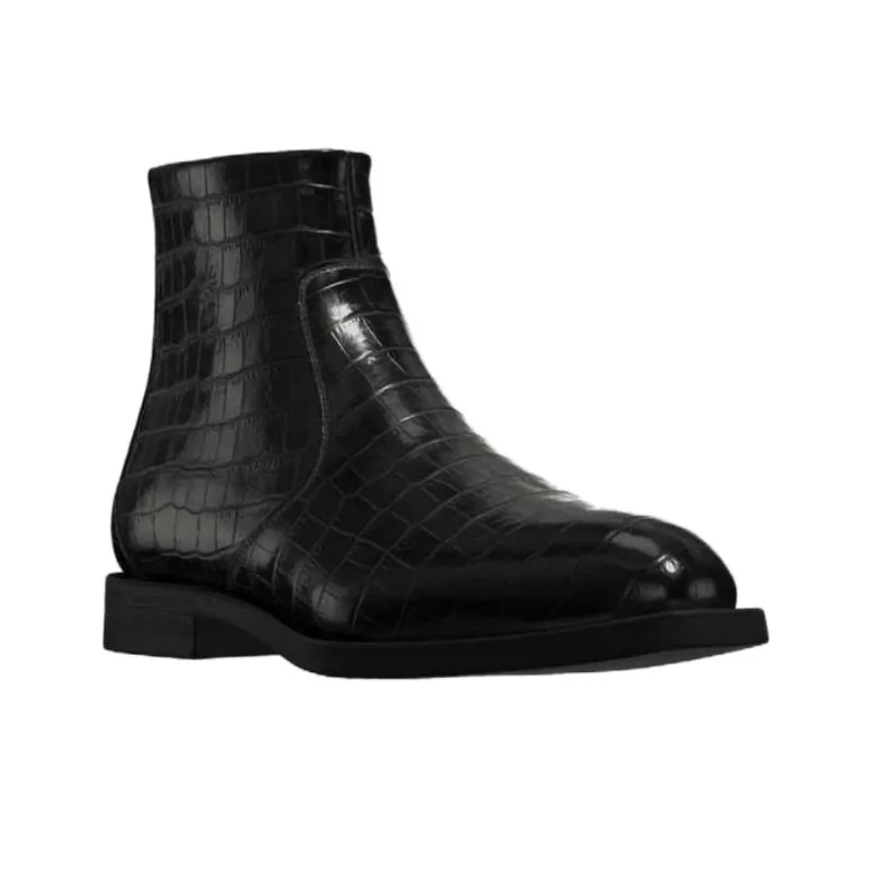 ZARA EMBOSSED Ankle Boots Men's Red Black-2