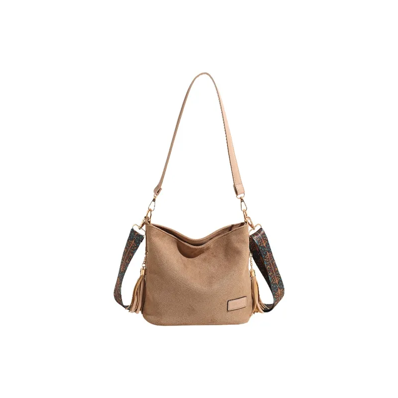Yalu Suede Shoulder Bag Handbag Crossbody Bag Regular Women's Khaki/Brown/Black/Coffee-1